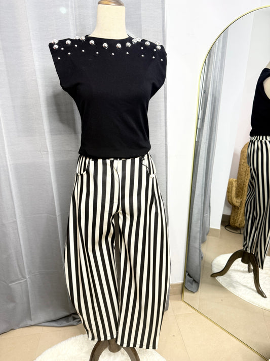Pantalón baloon raya negra