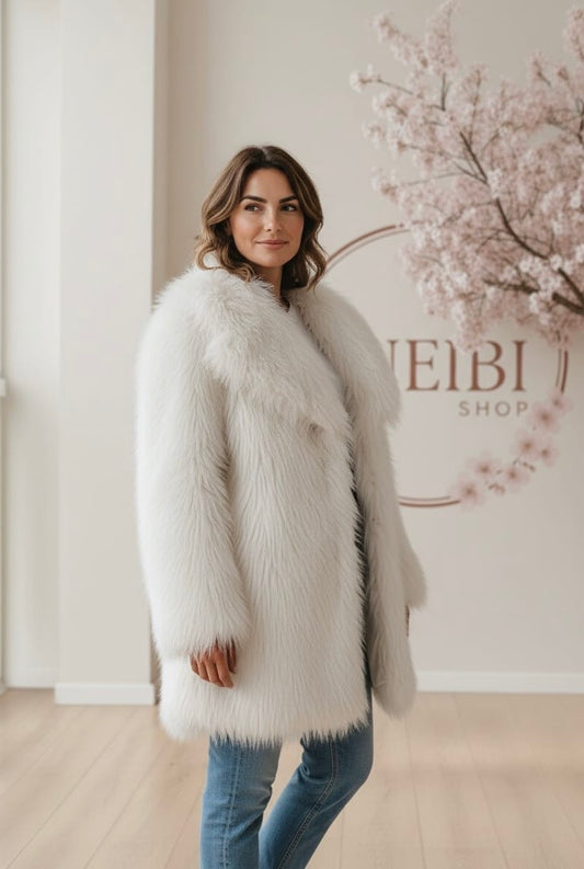 Abrigo pelo 3/4 blanco
