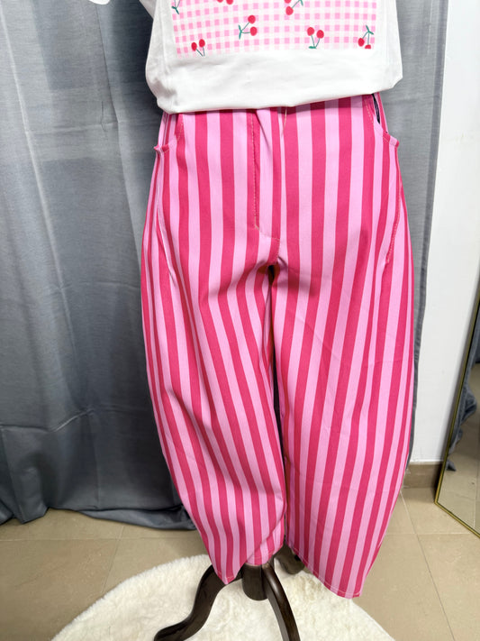 Pantalón raya rosa baloon