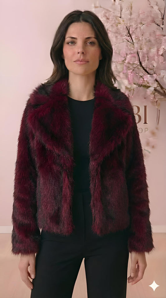 Chaqueta de pelo granate