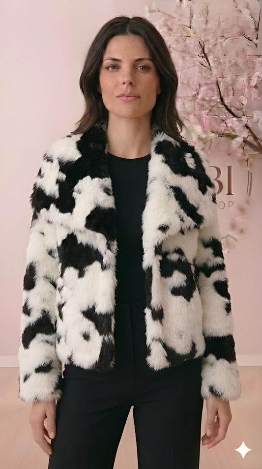 Chaqueta pelo vaca blanco