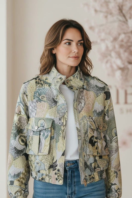 Bomber flower bordada