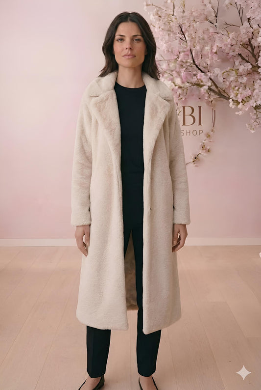 Abrigo largo beige pelo