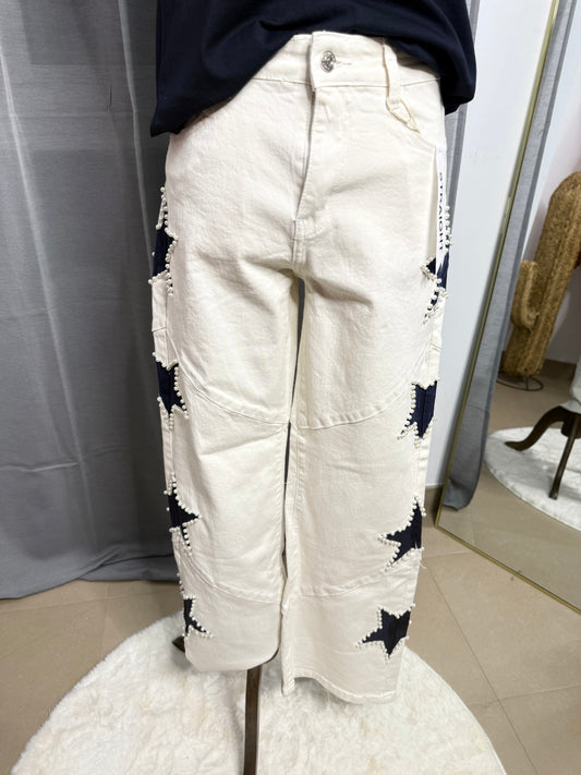 Pantalón vaquero globo estrellas