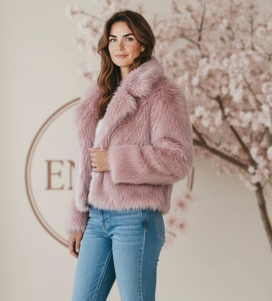 Chaqueta de pelo rosa