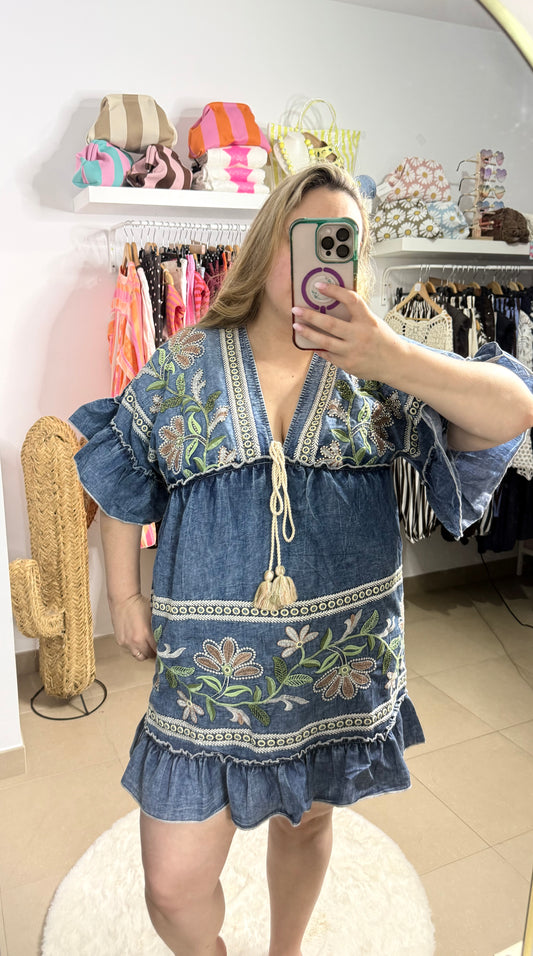 Vestido vaquero flor