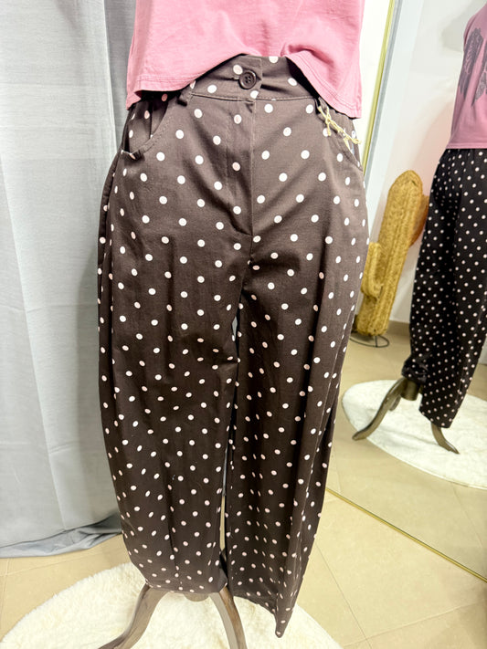 Pantalón lunares marrón/rosa baloon