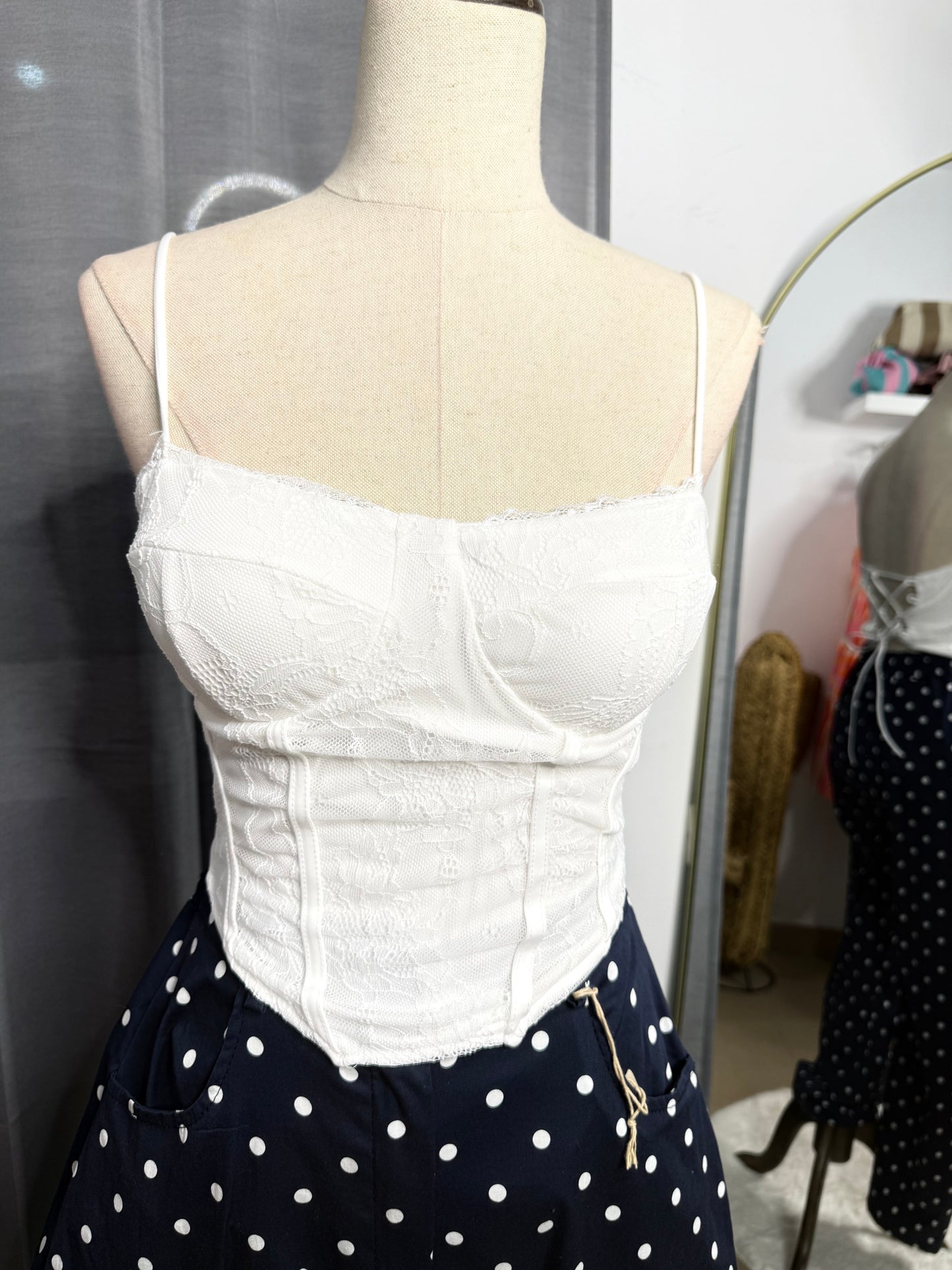 Top corsé blanco encaje
