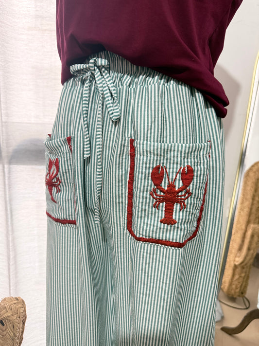 Pantalón rayas menta langosta