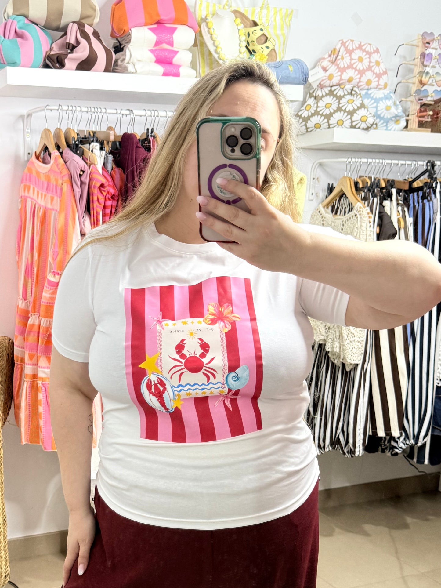Camiseta cangrejo fucsia