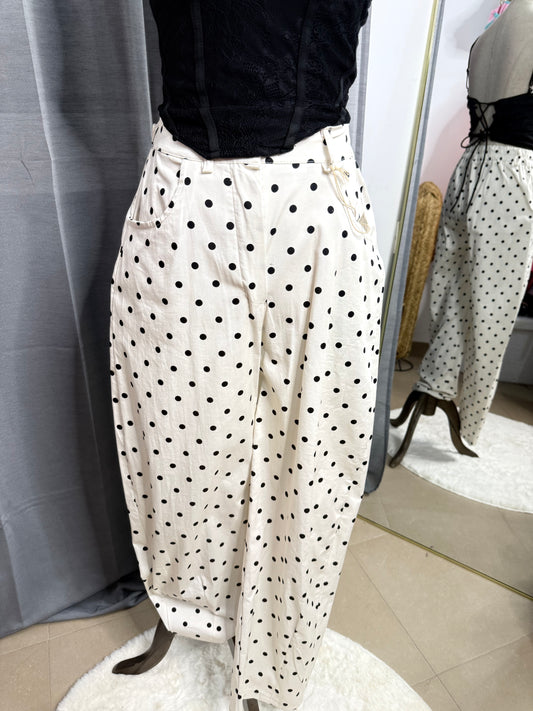 Pantalón lunares baloon beige