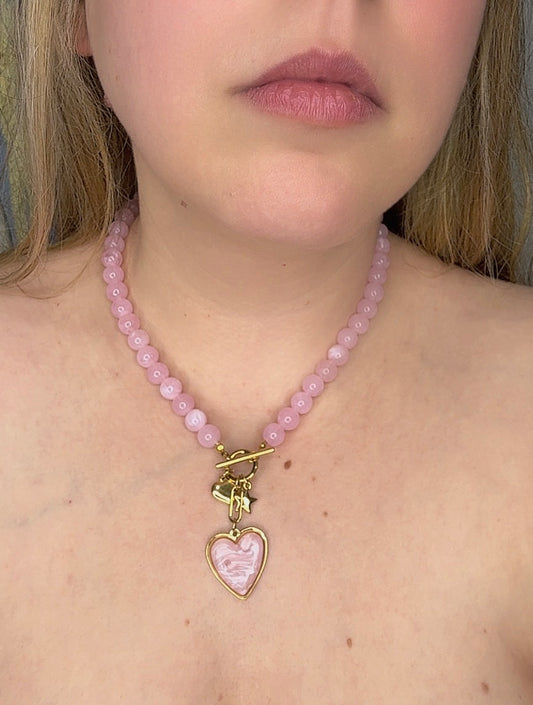 Colgante cuore rosa