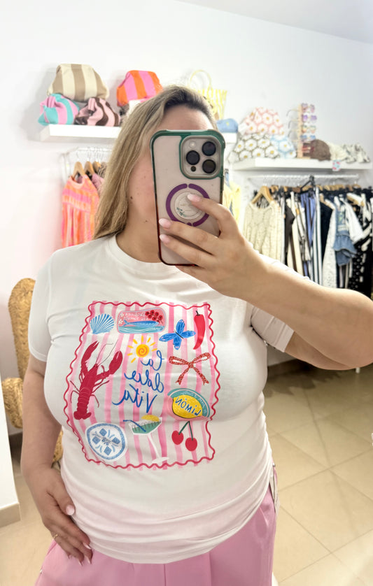 Camiseta océano fucsia