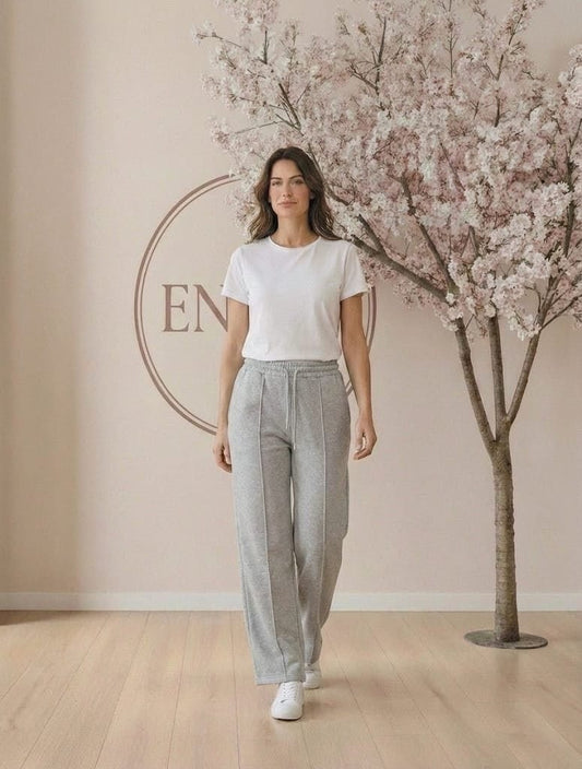 Pantalón felpa gris claro