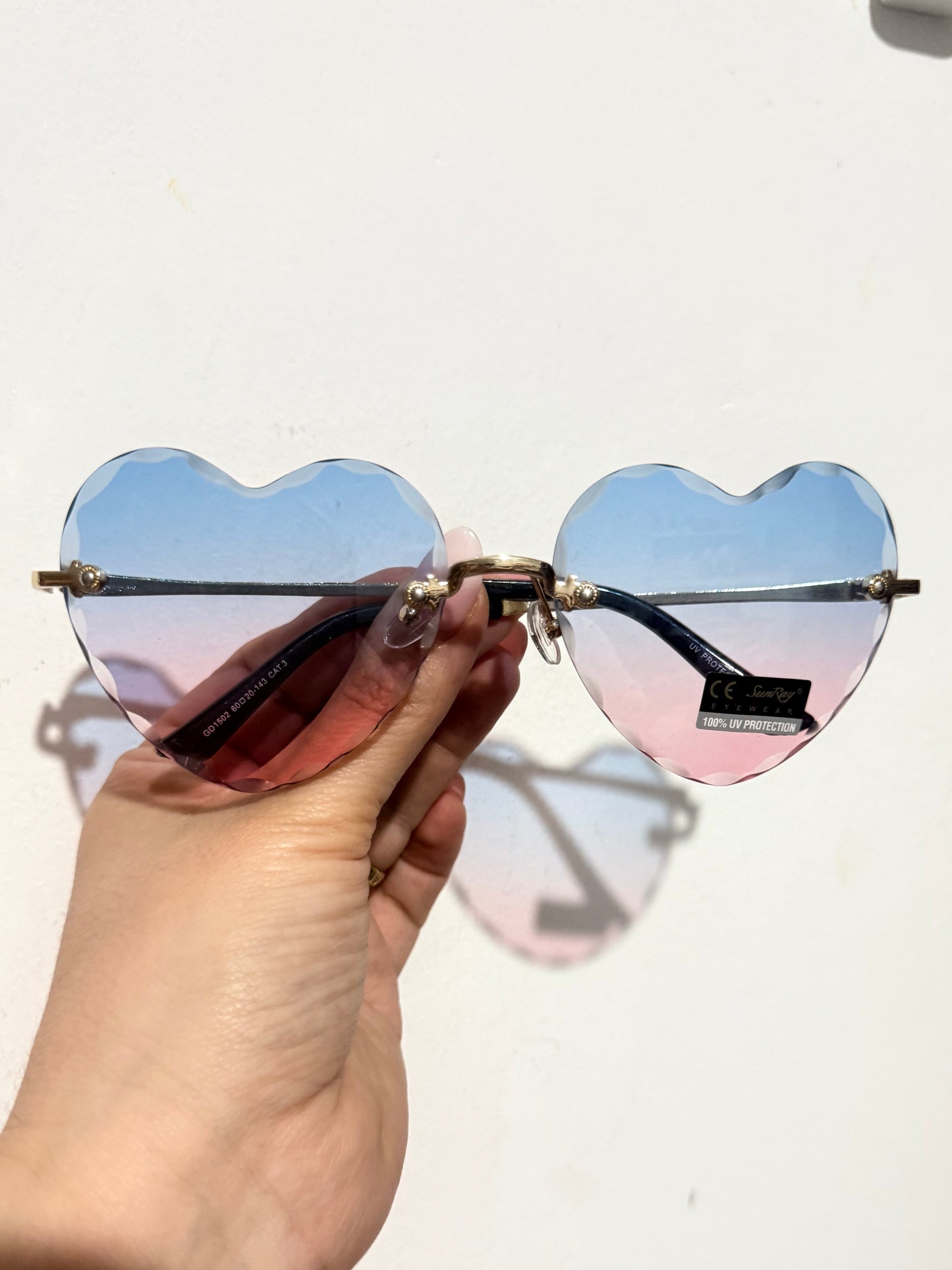 Gafas corazón celeste