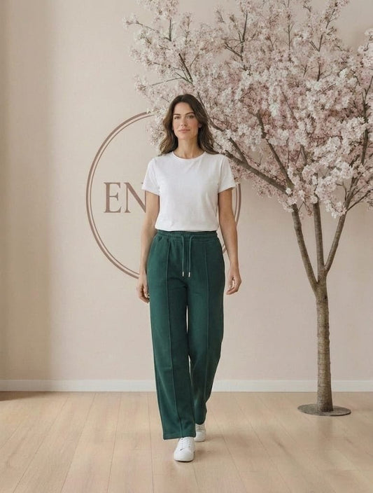 Pantalón felpa verde botella