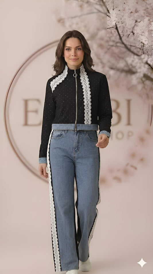 Conjunto jeans negro